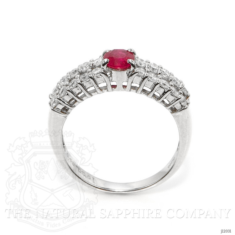 0.43 Ct. Purplish Red Ruby and Natural Diamond Pave Ring, Platinum 950