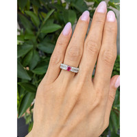 0.43 Ct. Purplish Red Ruby and Natural Diamond Pave Ring, Platinum 950 Life Style