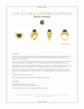 5.96 Ct. Blue Sapphire and Natural Diamond Pave Ring, 18K Yellow Gold Appraisal