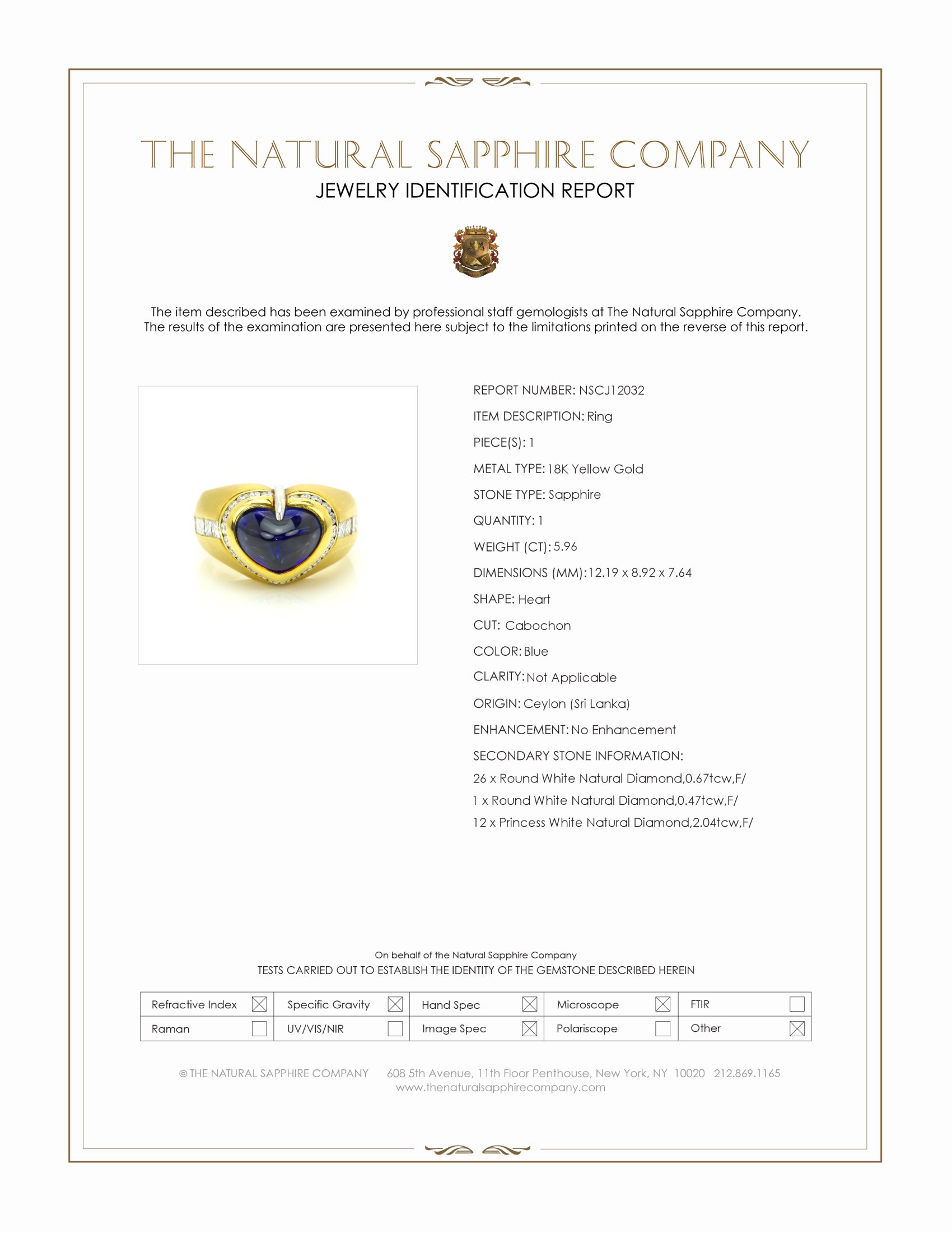 5.96 Ct. Blue Sapphire and Natural Diamond Pave Ring, 18K Yellow Gold