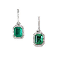 4.43 Ct.Tw. Emerald 14K White Gold earring