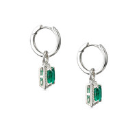 2.77&nbsp;Ct.Tw.Total Carat Weight Emerald Pave Earrings, 14K White Gold Image