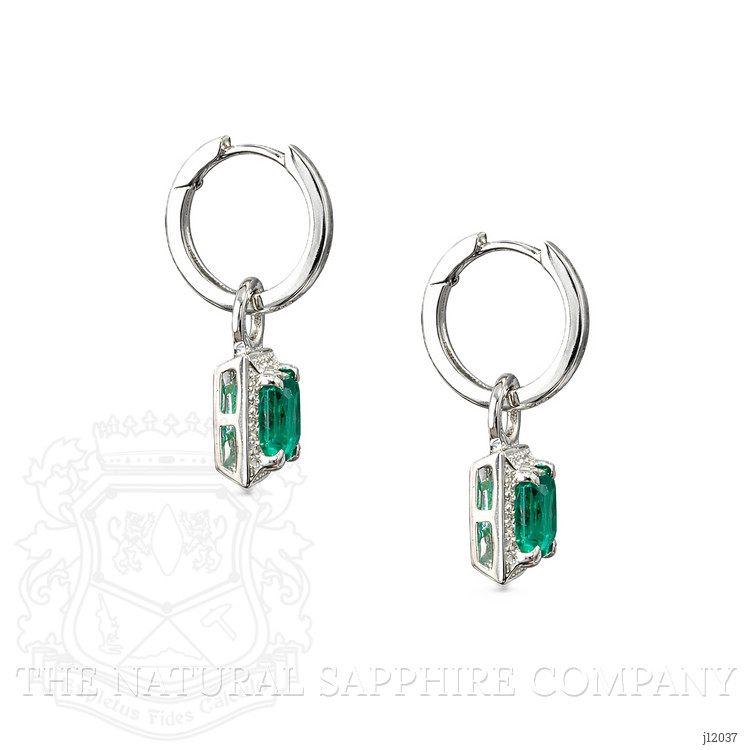 2.77 Ct.Tw. Emerald Pave Earrings, 14K White Gold