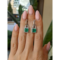 2.77&nbsp;Ct.Tw.Total Carat Weight Emerald Pave Earrings, 14K White Gold Life Style