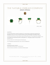 6.72 Ct. Emerald and Natural Diamond Three Stone Ring, 18K White & Yellow Appraisal