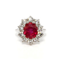 5.04 Ct. Ruby and Natural Diamond Pave Ring, 18K White Gold Video
