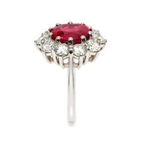 5.04 Ct. Ruby and Natural Diamond Pave Ring, 18K White Gold Image