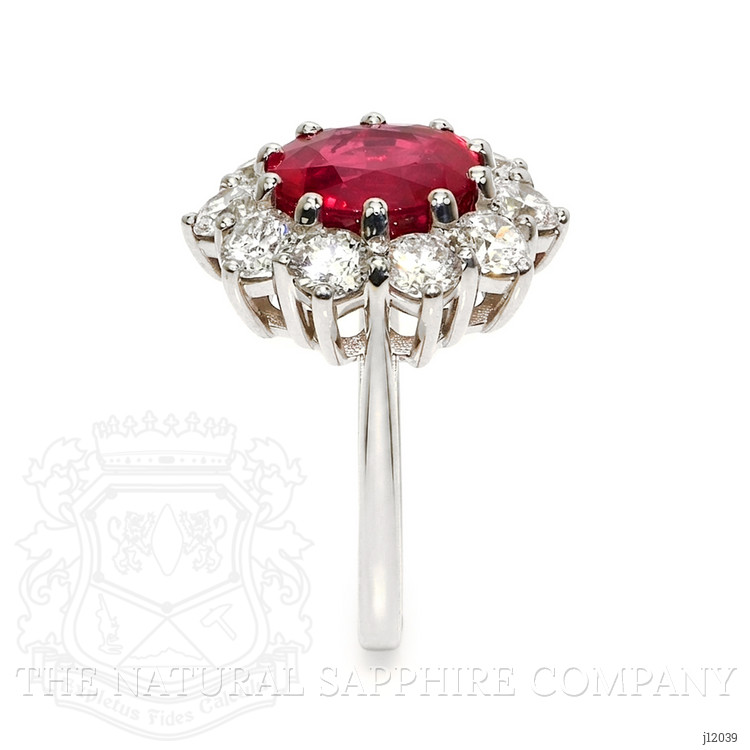 5.04 Ct. Ruby and Natural Diamond Pave Ring, 18K White Gold