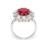 5.04 Ct. Ruby and Natural Diamond Pave Ring, 18K White Gold Image