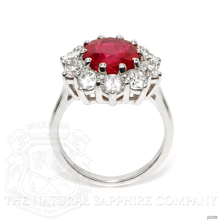 5.04 Ct. Ruby and Natural Diamond Pave Ring, 18K White Gold