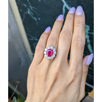 5.04 Ct. Ruby and Natural Diamond Pave Ring, 18K White Gold Life Style