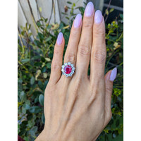 5.04 Ct. Ruby and Natural Diamond Pave Ring, 18K White Gold Life Style