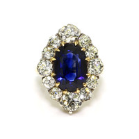 10.04 Ct. Blue Sapphire and Natural Diamond Antique Style Ring, 14K Yellow & White Video
