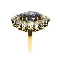 10.04 Ct. Blue Sapphire and Natural Diamond Antique Style Ring, 14K Yellow & White Image