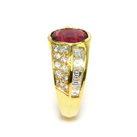 3.47 Ct. Ruby and Natural Diamond Antique Style Ring, 18K Yellow Gold Image