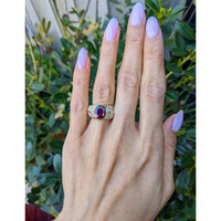 3.47 Ct. Ruby and Natural Diamond Antique Style Ring, 18K Yellow Gold Life Style