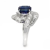 3.50 Ct. Blue Sapphire and Natural Diamond Pave Ring, Platinum 950 Image