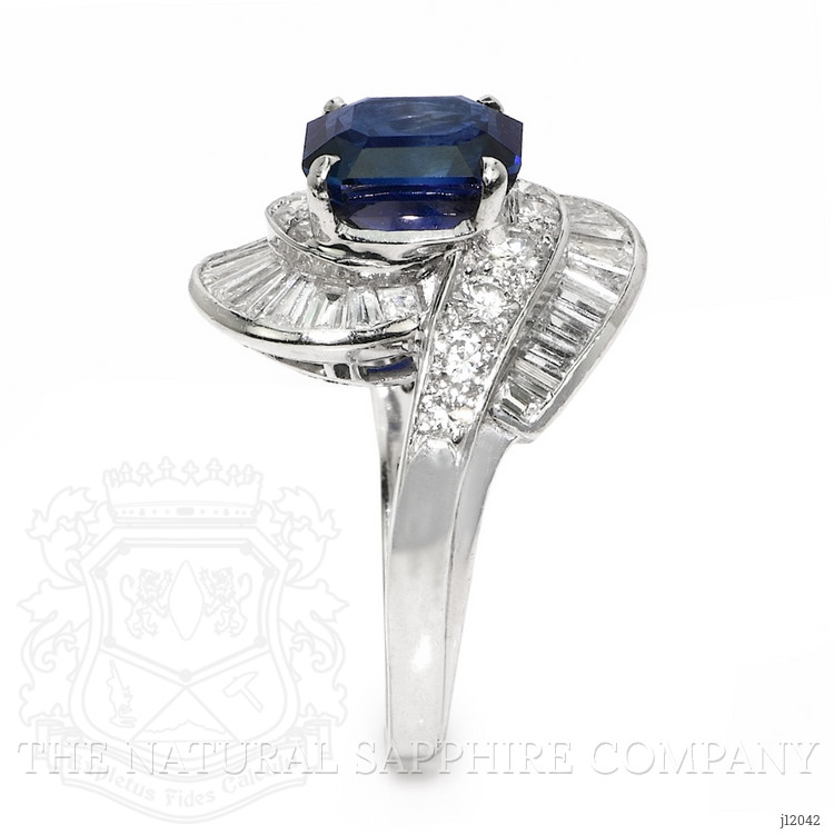 3.50 Ct. Blue Sapphire and Natural Diamond Pave Ring, Platinum 950