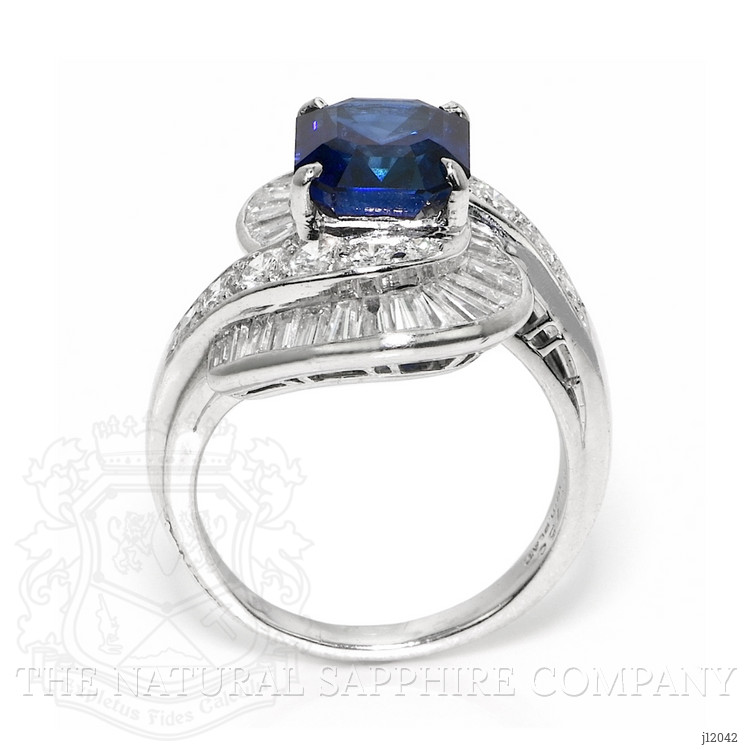 3.50 Ct. Blue Sapphire and Natural Diamond Pave Ring, Platinum 950