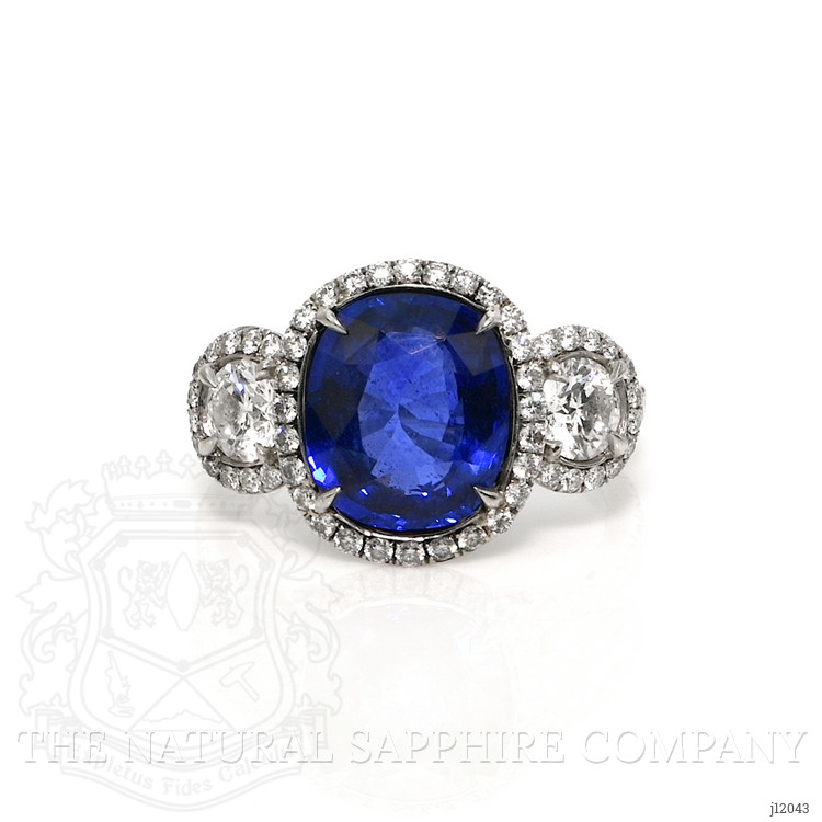 3.75 Ct. Blue Sapphire and Natural Diamond Pave Ring, Platinum 950