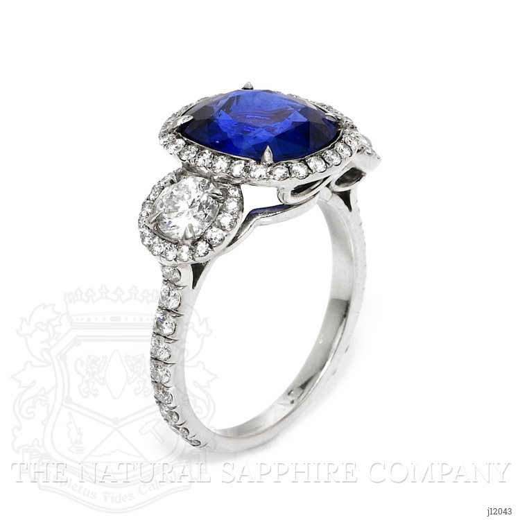 3.75 Ct. Blue Sapphire and Natural Diamond Pave Ring, Platinum 950