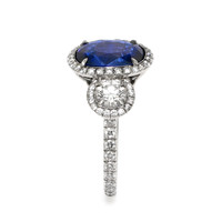 3.75 Ct. Blue Sapphire and Natural Diamond Pave Ring, Platinum 950 Image