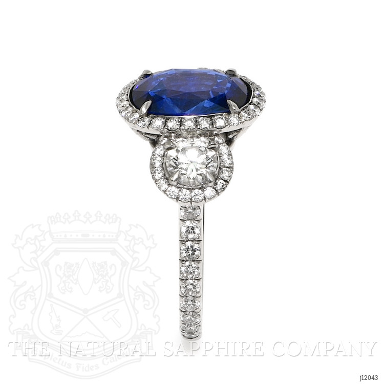 3.75 Ct. Blue Sapphire and Natural Diamond Pave Ring, Platinum 950