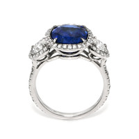 3.75 Ct. Blue Sapphire and Natural Diamond Pave Ring, Platinum 950 Image