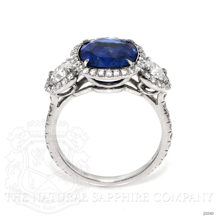 3.75 Ct. Blue Sapphire and Natural Diamond Pave Ring, Platinum 950