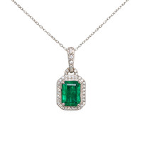 1.92 Ct. Emerald 14K White Gold pendant