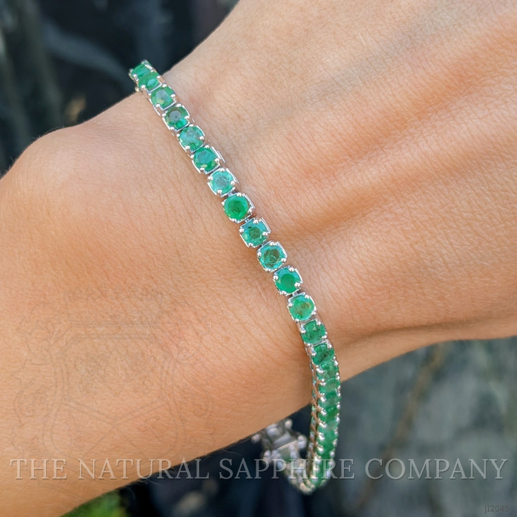 5.52 Ct.Tw. Emerald Tennis/Line Bracelet, 14K White Gold