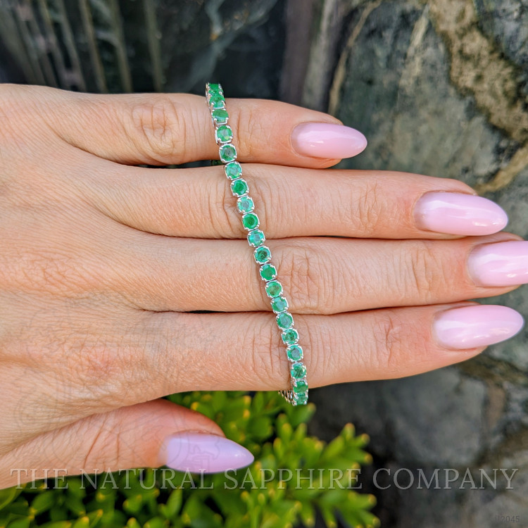5.52 Ct.Tw. Emerald Tennis/Line Bracelet, 14K White Gold