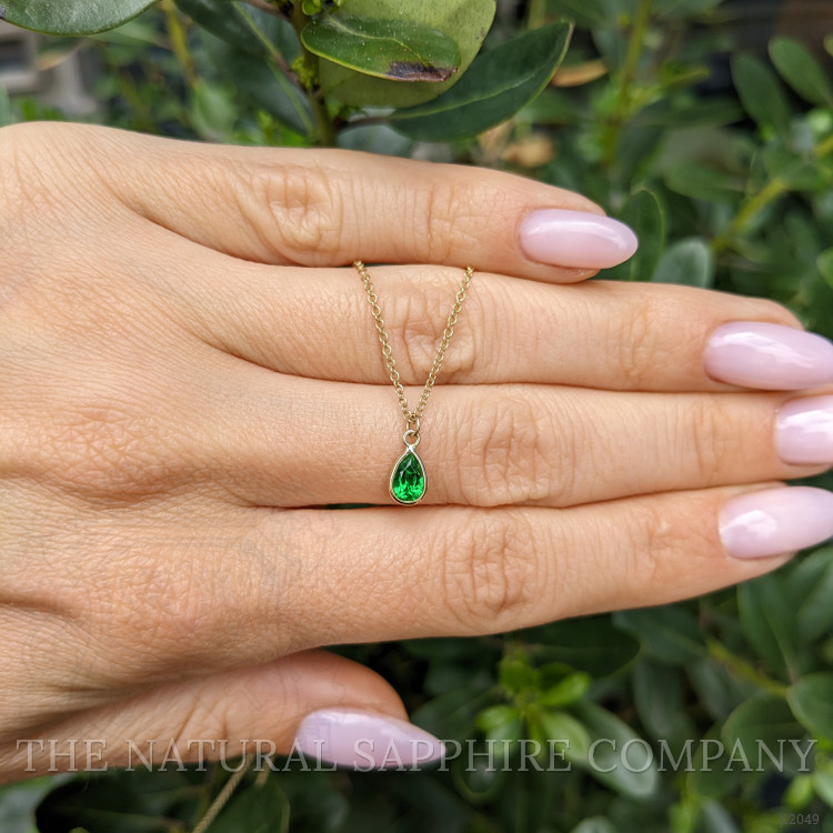 0.40 Ct. Tsavorite Garnet Bezel Pendant, 14K White Gold