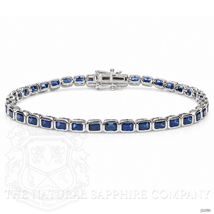 7.79 Ct.Tw. Blue Sapphire Tennis/Line Bracelet, 14K White Gold