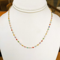 2.45&nbsp;Ct.Tw.Total Carat Weight Sapphire, Aquamarine, Ruby, Emerald, Peridot, Citrine, Tourmaline, Amethyst and Garnet Multi Stone Necklace, 14K Yellow Gold Image