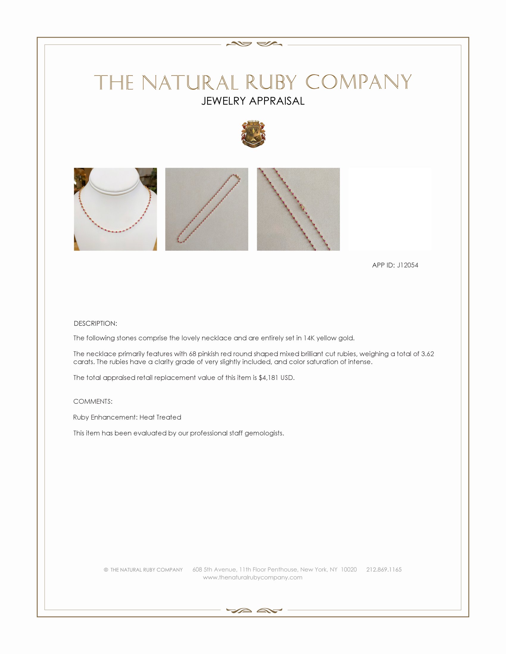 3.62 Ct. Pinkish Red Ruby Accent Stones Necklace, 14K Yellow Gold