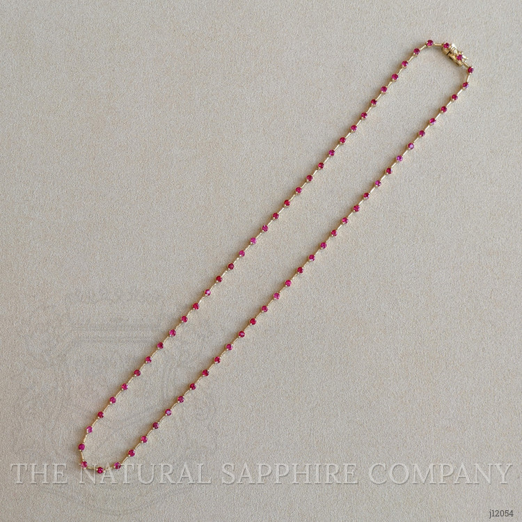 3.62 Ct. Pinkish Red Ruby Accent Stones Necklace, 14K Yellow Gold