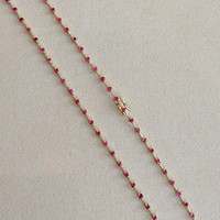 3.62 Ct. Pinkish Red Ruby Accent Stones Necklace, 14K Yellow Gold Image