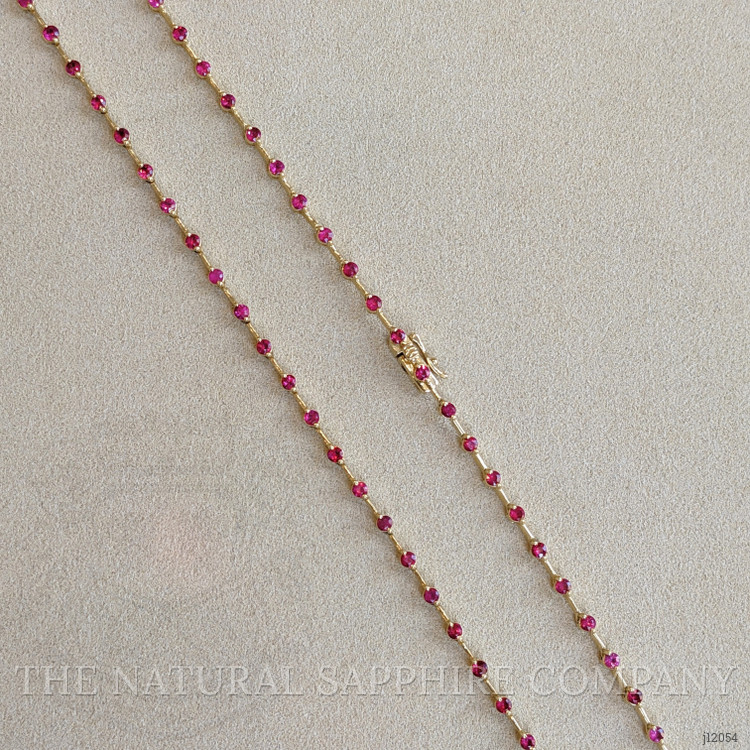 3.62 Ct. Pinkish Red Ruby Accent Stones Necklace, 14K Yellow Gold