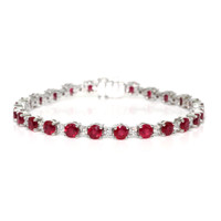 10.96&nbsp;Ct.Tw.Total Carat Weight Ruby and Natural Diamond Pave Bracelet, Platinum 600 Video