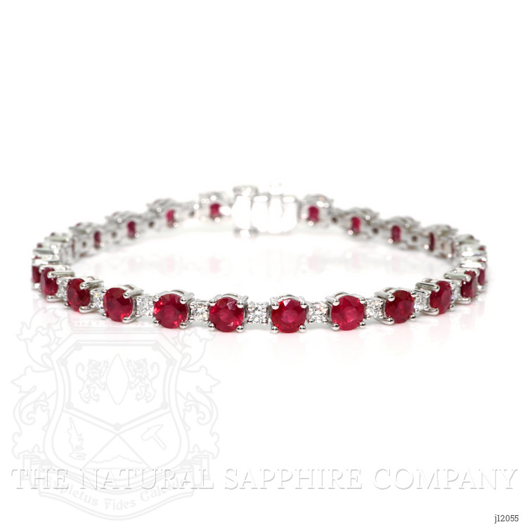 10.96 Ct.Tw. Ruby and Natural Diamond Pave Bracelet, Platinum 600