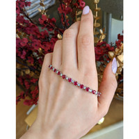 10.96&nbsp;Ct.Tw.Total Carat Weight Ruby and Natural Diamond Pave Bracelet, Platinum 600 Life Style