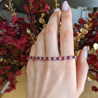 10.96&nbsp;Ct.Tw.Total Carat Weight Ruby and Natural Diamond Pave Bracelet, Platinum 600 Life Style
