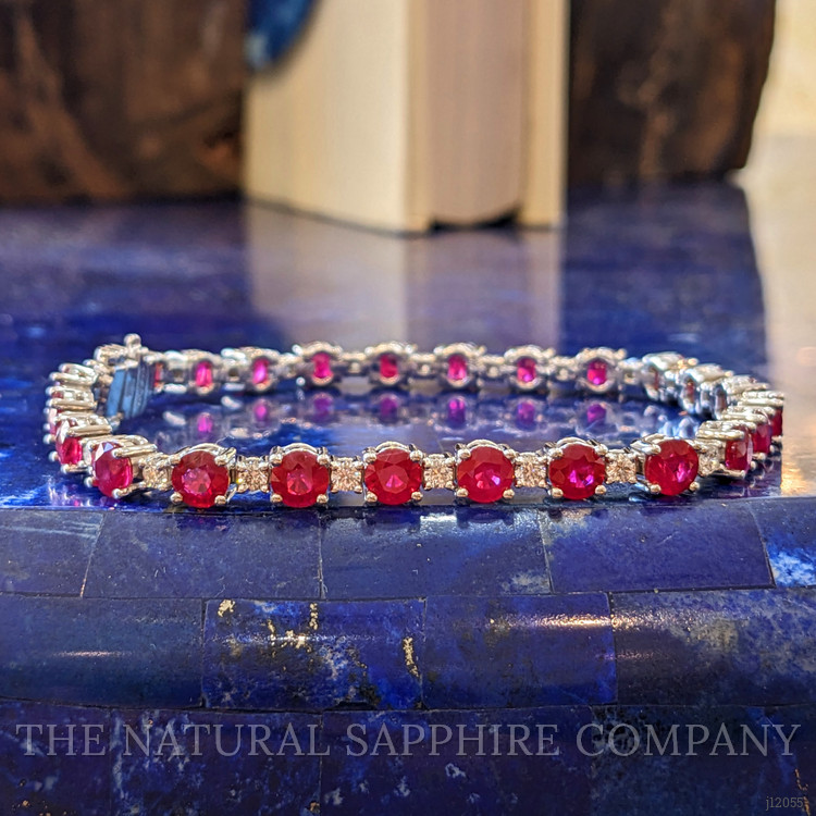 10.96 Ct.Tw. Ruby and Natural Diamond Pave Bracelet, Platinum 600