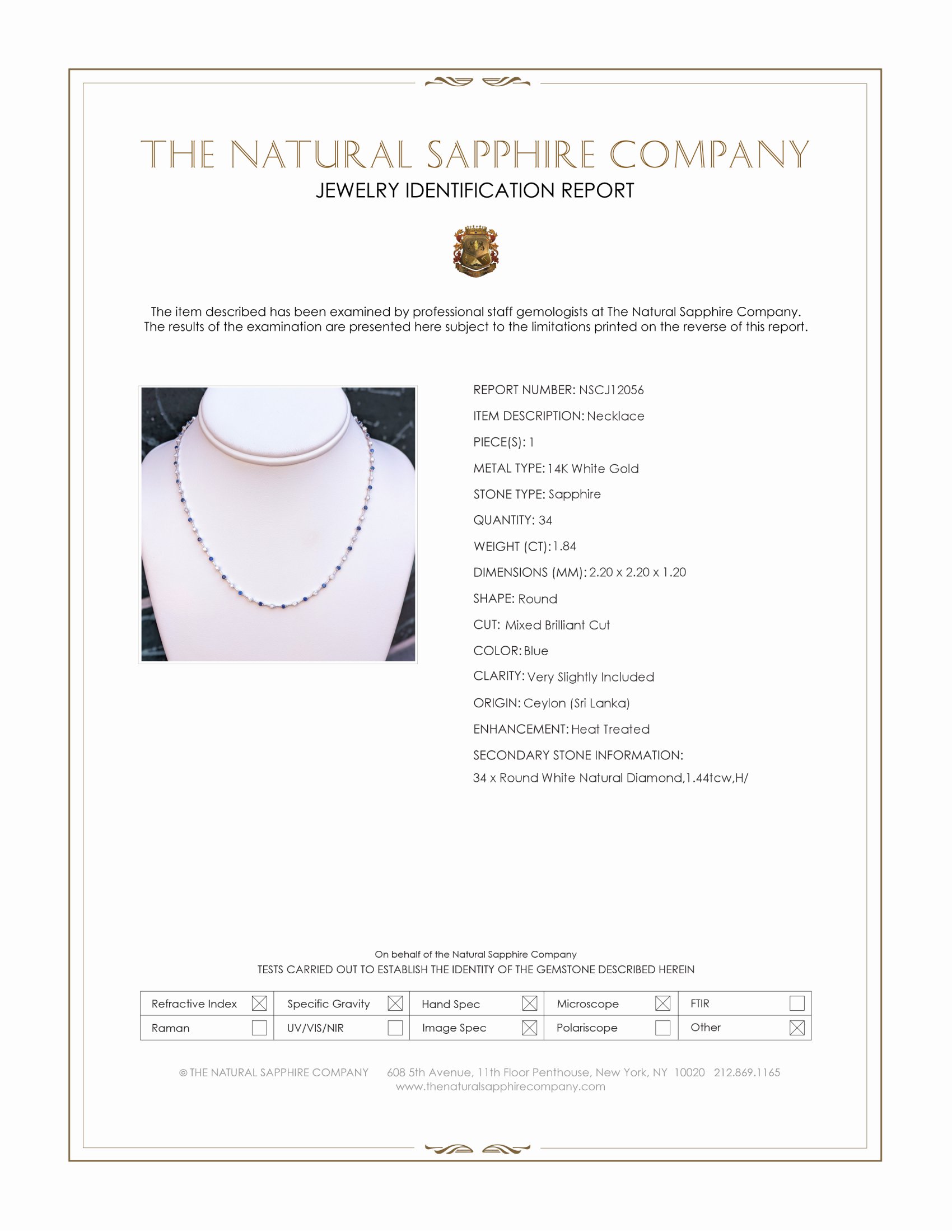 3.28 Ct.Tw. Blue Sapphire and Natural Diamond Accent Stones Necklace, 14K White Gold