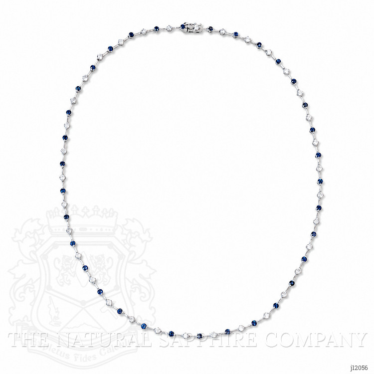 3.28 Ct.Tw. Blue Sapphire and Natural Diamond Accent Stones Necklace, 14K White Gold