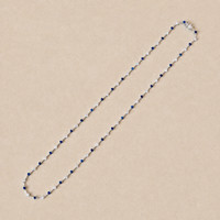 3.28&nbsp;Ct.Tw.Total Carat Weight Blue Sapphire and Natural Diamond Accent Stones Necklace, 14K White Gold Image
