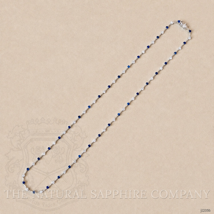 3.28 Ct.Tw. Blue Sapphire and Natural Diamond Accent Stones Necklace, 14K White Gold