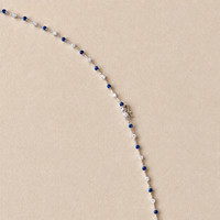 3.28&nbsp;Ct.Tw.Total Carat Weight Blue Sapphire and Natural Diamond Accent Stones Necklace, 14K White Gold Image