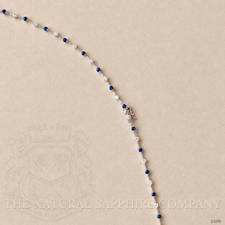 3.28 Ct.Tw. Blue Sapphire and Natural Diamond Accent Stones Necklace, 14K White Gold